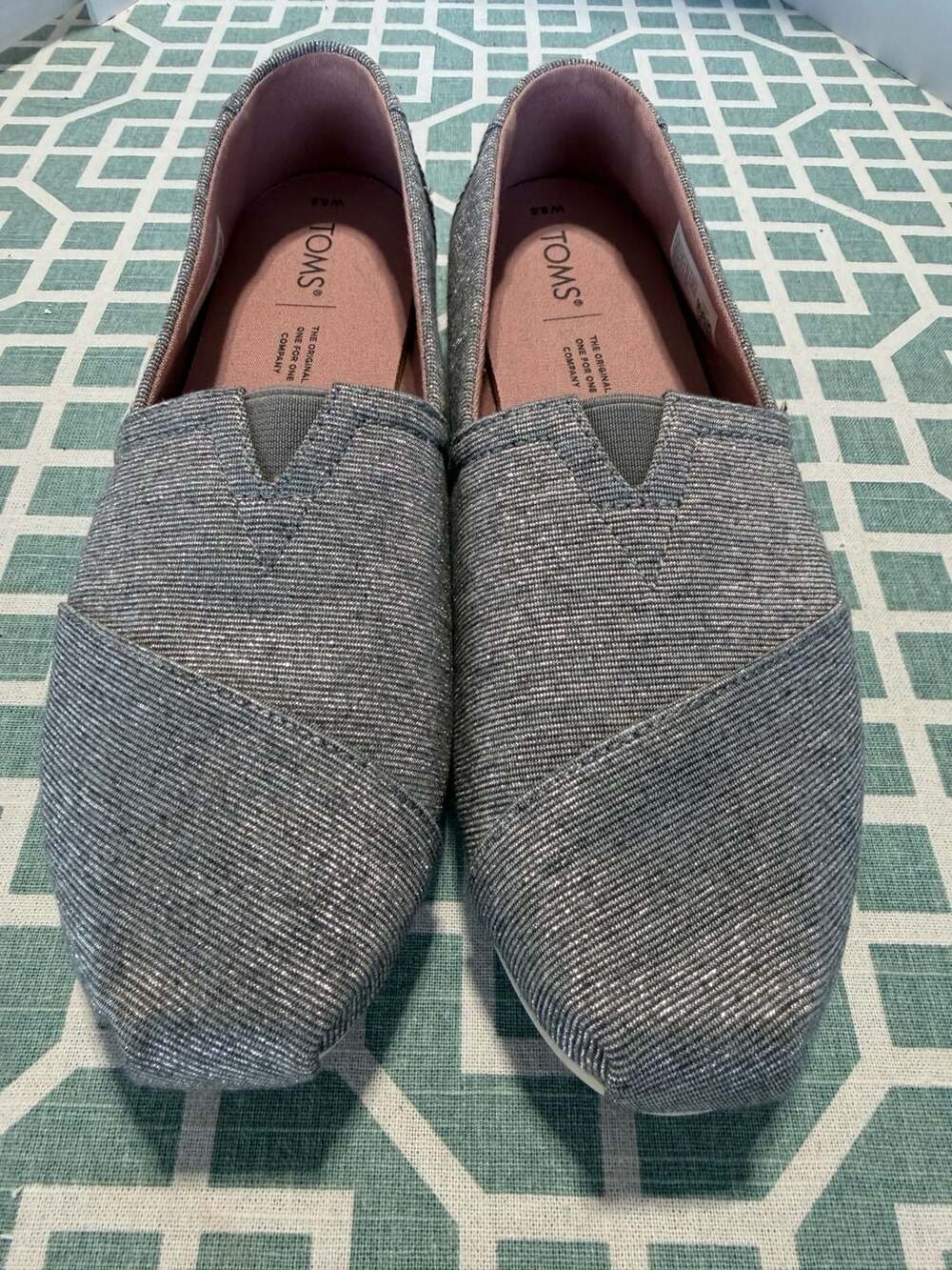 Toms Silver Metallic Glimmer Canvas Classics Slip-On Shoes